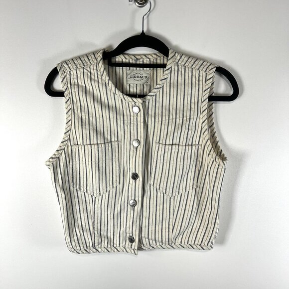 Vintage Le Jean Marithe Francois Girbaud Y2K‎ Cropped Denim Jean Vest Women’s L - Picture 1 of 9